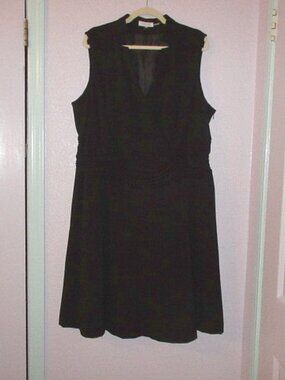 Calvin Klein Black Dress Womens 20W Midi Stretch Event LBD Neutral Minimalist